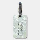 Étiquette À Bagage Aquarelle palmier tropical feuille monogrammed (Dos Vertical)