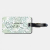 Étiquette À Bagage Aquarelle palmier tropical feuille monogrammed (Dos horizontal)