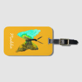 Étiquette À Bagage Aquarelle papillon aqua joli (Devant Horizontal)