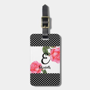 Étiquette À Bagage Aquarelle personnalisée Roses roses roses Florales