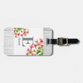 Étiquette À Bagage Aquarelle Pétunias rose et blanc (Devant horizontal)