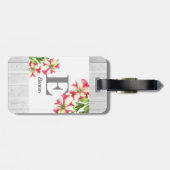 Étiquette À Bagage Aquarelle Pétunias rose et blanc (Dos horizontal)