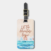Aquarelle Plage Nom personnalisé Bagage Balise