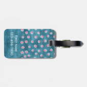 Étiquette À Bagage Aquarelle Pois Messy - bleu et rose (Dos horizontal)