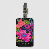 Étiquette À Bagage Aquarelle poitrine florale Monogramme (Devant Vertical)