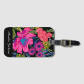 Étiquette À Bagage Aquarelle poitrine florale Monogramme (Devant Horizontal)