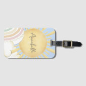 Étiquette À Bagage Aquarelle pour enfants soleil (Devant Horizontal)