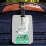 Étiquette À Bagage Aquarelle Rabbit en gris doux Personnalisé<br><div class="desc">Lapin tendance en pull-over sur arrière - plan couleur personnalisé.</div>