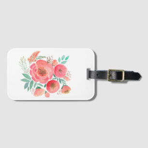 Étiquette À Bagage Aquarelle, rose.