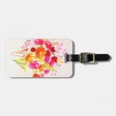 Étiquette À Bagage Aquarelle rose de prés fleuris (Devant horizontal)