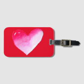 Étiquette À Bagage Aquarelle rose et rouge coeur pop art valentine (Devant Horizontal)