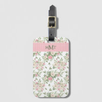 Aquarelle rose Floral Monogramme Polkadot
