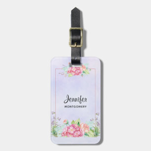 Étiquette À Bagage Aquarelle rose moderne Cadre Floral