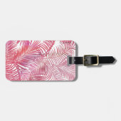 Étiquette À Bagage Aquarelle rose moderne palmier tropical floral (Devant horizontal)
