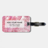 Étiquette À Bagage Aquarelle rose moderne palmier tropical floral (Dos horizontal)
