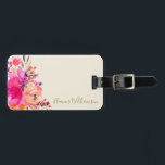 Étiquette À Bagage Aquarelle rose or Floral Nom personnalisé<br><div class="desc">Aquarelle rose et or moderne Floral Simple Nom personnalisé Balise de bagage</div>