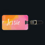 Étiquette À Bagage Aquarelle rose pâle Nom du monogramme du script pe<br><div class="desc">Aquarelle rose mignon Script personnalisé Monogramme Nom Conception</div>