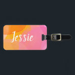 Étiquette À Bagage Aquarelle rose pâle Nom du monogramme du script pe<br><div class="desc">Aquarelle rose mignon Script personnalisé Monogramme Nom Conception</div>