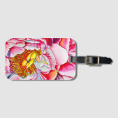 Étiquette À Bagage Aquarelle rose Peony (Devant Horizontal)