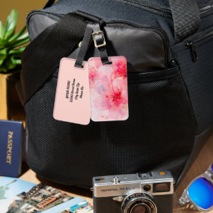 Étiquette À Bagage Aquarelle rose Pétale Élégance