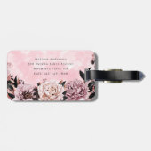 Étiquette À Bagage Aquarelle rose Rose Floral (Dos horizontal)