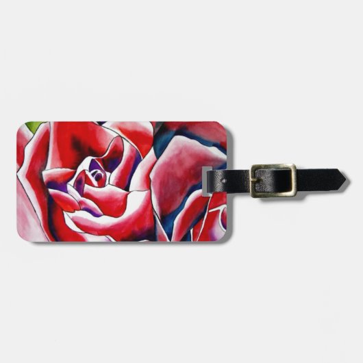 Étiquette À Bagage Aquarelle rose roses d'art original (Devant horizontal)