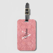 Étiquette À Bagage Aquarelle rose roude Nom du monogramme (Devant Vertical)