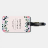 Étiquette À Bagage Aquarelle rose violet et verte (Dos horizontal)