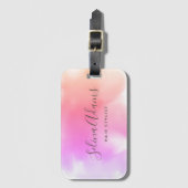 Étiquette À Bagage Aquarelle rose violet moderne Abstraite (Devant Vertical)