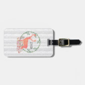 Étiquette À Bagage Aquarelle Russe Reindeer Boho Monogramme personnal (Devant horizontal)