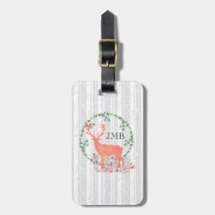 Étiquette À Bagage Aquarelle Russe Reindeer Boho Monogramme personnal