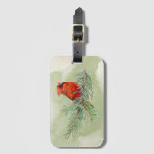 Étiquette À Bagage Aquarelle rustique cardinale rouge douce (Devant Vertical)