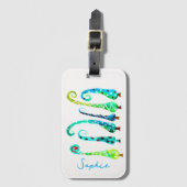 Étiquette À Bagage Aquarelle simienne arbres de Noël (Devant Vertical)