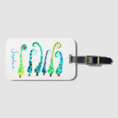 Étiquette À Bagage Aquarelle simienne arbres de Noël (Devant Horizontal)