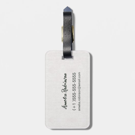 Étiquette À Bagage Aquarelle simple et élégante Fleurs Lotus Vert ros (Dos Vertical)