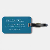 Étiquette À Bagage Aquarelle tendance Tropical Blue Monstera Leaf (Dos horizontal)