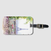 Étiquette À Bagage Aquarelle Tour Eiffel Paris Café français (Devant Horizontal)