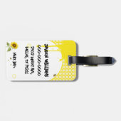 Étiquette À Bagage Aquarelle Tournesol avec papillons Balise (Dos horizontal)