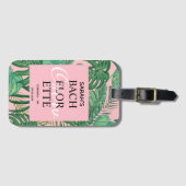 Étiquette À Bagage Aquarelle Tropical Palm Rose Bachelorette Vacances (Devant Horizontal)
