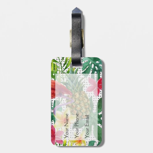 Étiquette À Bagage Aquarelle tropicale (Dos Vertical)