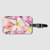 Étiquette À Bagage Aquarelle tropicale de la plumeria d'Hawaï (Devant Horizontal)