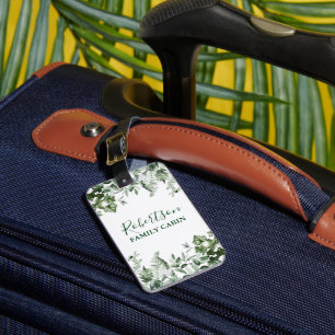 Étiquette À Bagage Aquarelle Verdure Ivy Sage Ferns Cabine de famille