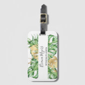 Étiquette À Bagage Aquarelle Verdure Palm Feuille Gold Tropical (Devant Vertical)