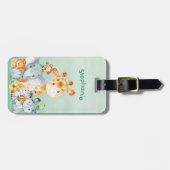 Étiquette À Bagage Aquarelle Vert mer Cute Safari Jungle Animaux (Devant horizontal)