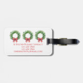 Étiquette À Bagage Aquarelle Verte Avec Bow En vichy Rouge (Dos horizontal)