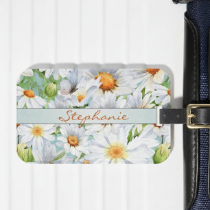 Étiquette À Bagage Aquarelle vintage et monogramme papillon