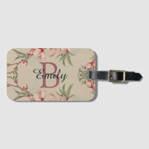 Étiquette À Bagage Aquarelle vintage rose florale personnalisée