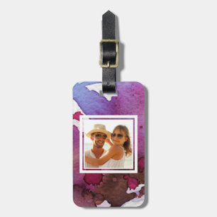 Étiquette À Bagage Aquarelle violette Ajouter votre nom