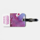 Étiquette À Bagage Aquarelle violette| Ajouter votre nom (Dos horizontal)