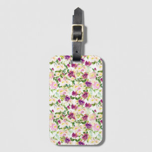 Étiquette À Bagage Aquarelle violette rose Fille